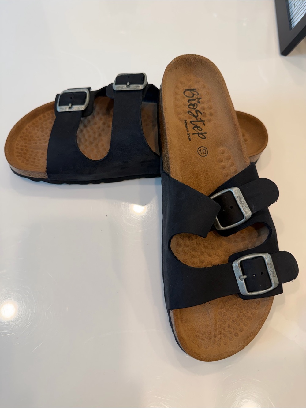 Women’s Black Dual-Buckle Slide Sandals